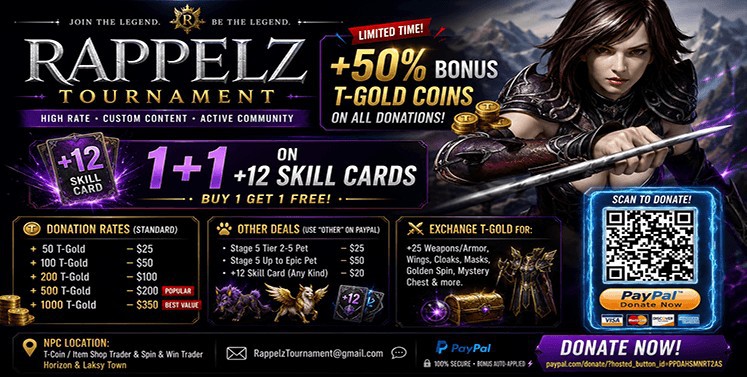 Rappelz Private Server 2026 - Donation Rates