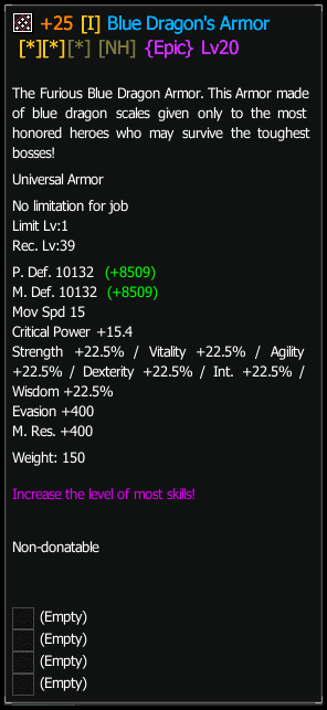 Blue Dragon Armor stats preview