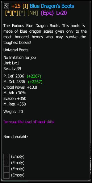 Blue Dragon Boots stats preview