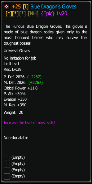 Blue Dragon Gloves stats preview