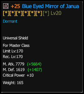 +25 Blue-Eyed Mirror of Janua (1H Magic Shield) stats preview