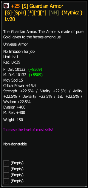 Guardian Armor stats preview