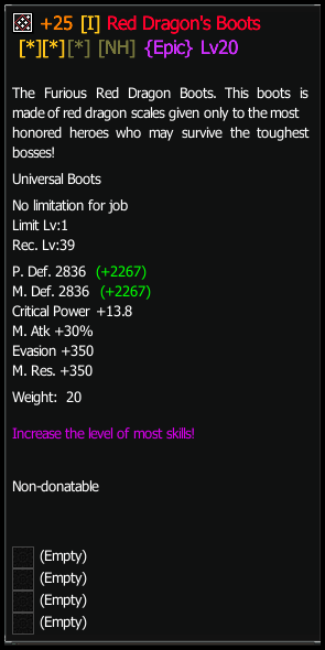 Red Dragon Boots stats preview
