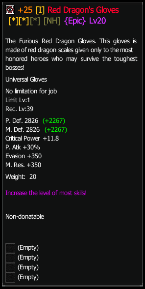 Red Dragon Gloves stats preview