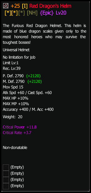 Red Dragon Helmet stats preview