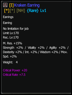 Kraken Earring stats preview