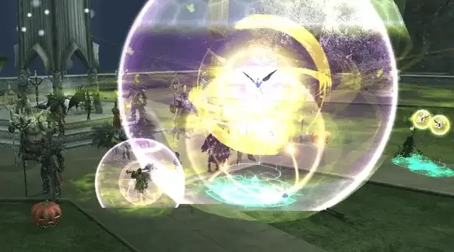 Rappelz character casting bright yellow sphere spell burst