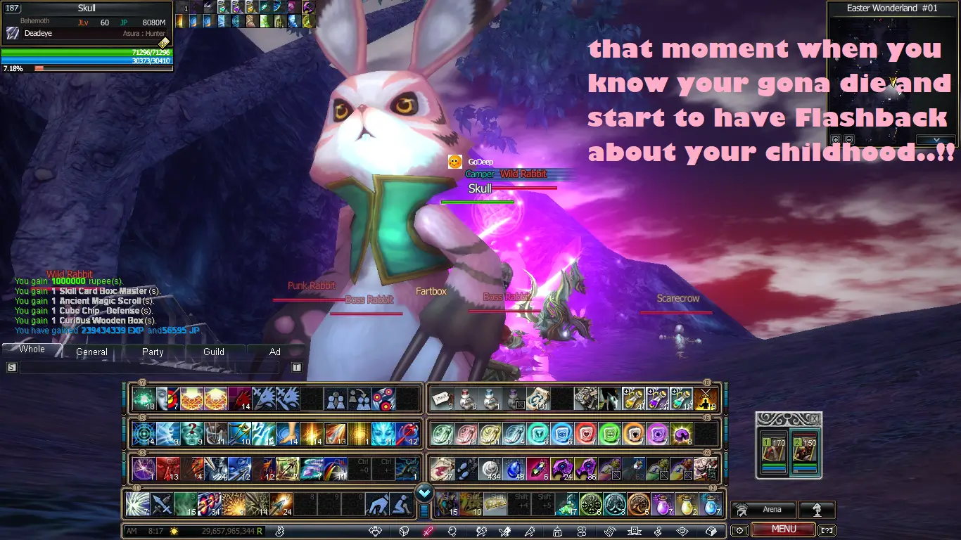 Rappelz giant pink boss rabbit in Easter Wonderland event dungeon