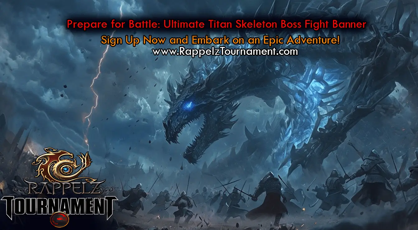 Rappelz skeletal titan dragon boss breathing blue light on army