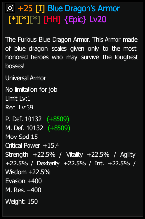 Hammered Blue Dragon Armor stats preview