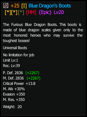 Hammered Blue Dragon Boots stats preview