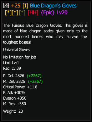 Hammered Blue Dragon Gloves stats preview