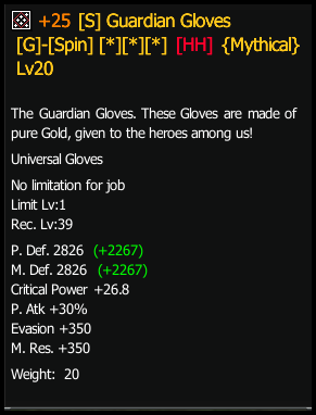Hammered Guardian Gloves stats preview