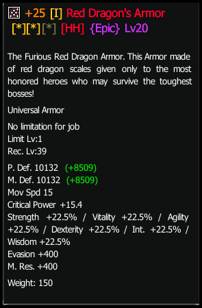Hammered Red Dragon Armor stats preview