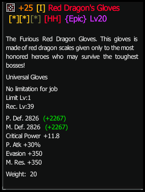 Hammered Red Dragon Gloves stats preview