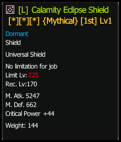 Calamity 1H Magic Shield stats preview