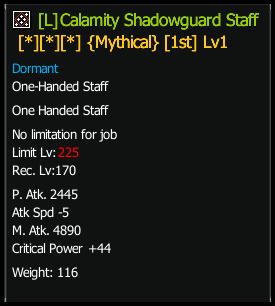 Calamity 1H Staff stats preview