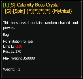 Calamity Boss Crystal (Mythical) stats preview