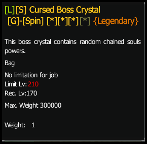 Cursed Boss Crystal (Legendary) stats preview