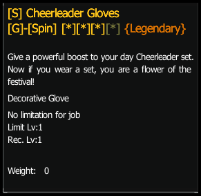 Cheerleader Gloves stats preview