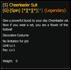 Cheerleader Suit stats preview