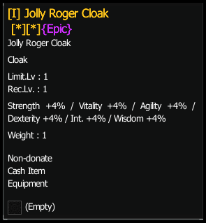 Deco Jolly Roger Cloak (+1S) stats preview