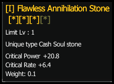Flawless Annihilation Stone stats preview