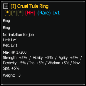 Hammered Cruel Tula Ring stats preview