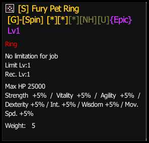 Hammered Fury Pet Ring S1 stats preview