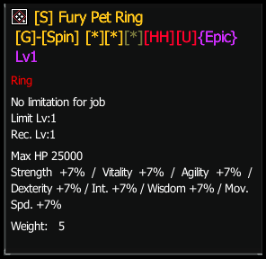 Hammered Fury Pet Ring S2 stats preview