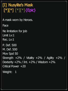 Nusylite's Mask stats preview
