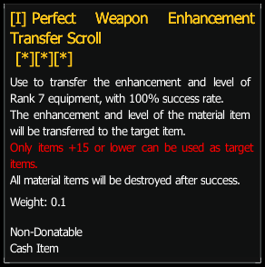 Perfect Weapon Enhancement Transfer Scroll stats preview