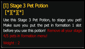 Stage 3 Pet Potion stats preview