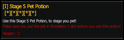 Stage 5 Pet Potion stats preview